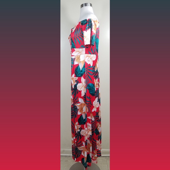 Red Off the Shoulder Maxi Dress Size XL - Picture 4 of 6